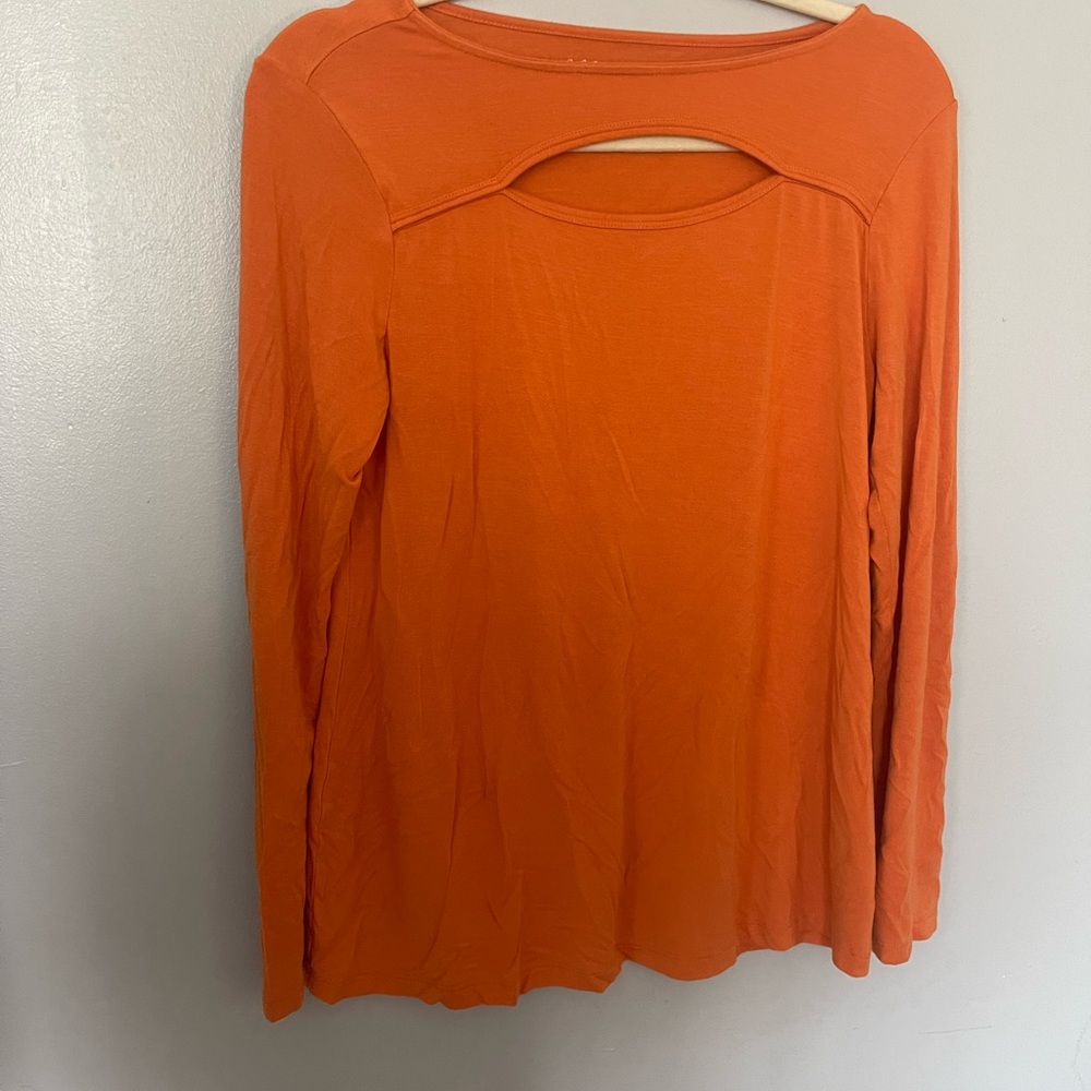 Soft surroundings keyhole long sleeved orange shirt S